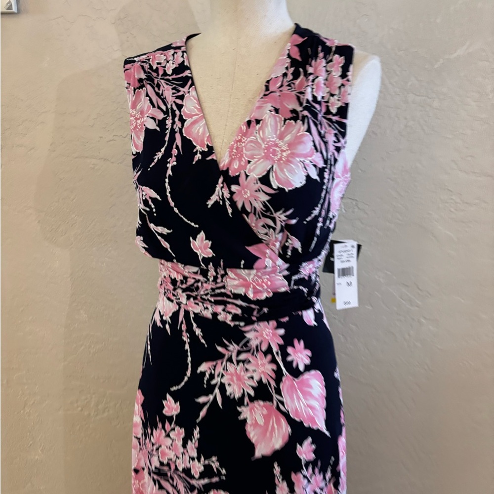 Studio One Sleeveless Pink Floral Midi Dress Sz Med NWT - Picture 4 of 9